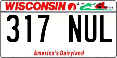 WI license plate 317NUL