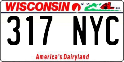WI license plate 317NYC
