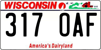 WI license plate 317OAF