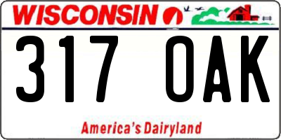WI license plate 317OAK