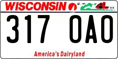 WI license plate 317OAO