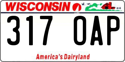 WI license plate 317OAP