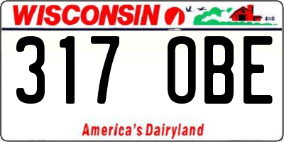 WI license plate 317OBE