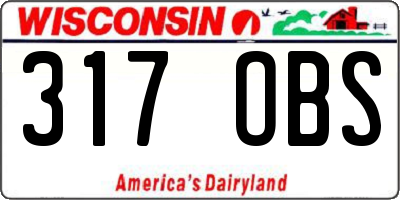 WI license plate 317OBS