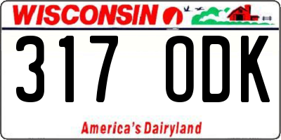 WI license plate 317ODK