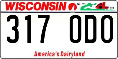 WI license plate 317ODO