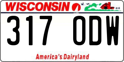WI license plate 317ODW
