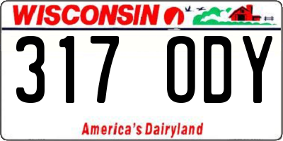 WI license plate 317ODY