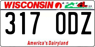 WI license plate 317ODZ