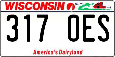 WI license plate 317OES