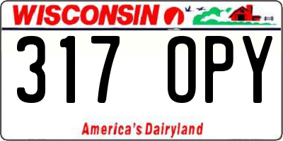 WI license plate 317OPY