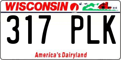 WI license plate 317PLK