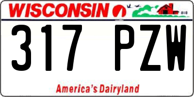 WI license plate 317PZW