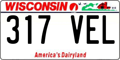 WI license plate 317VEL