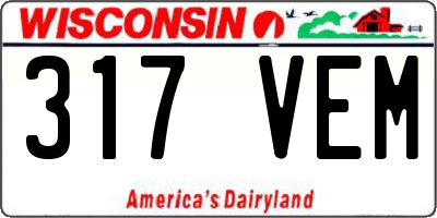 WI license plate 317VEM