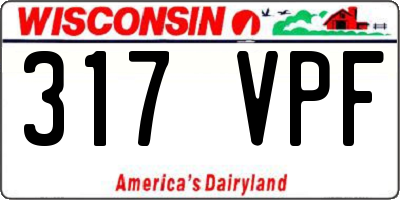 WI license plate 317VPF