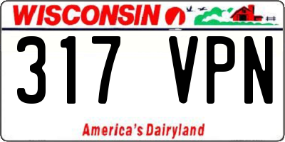 WI license plate 317VPN