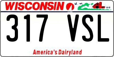 WI license plate 317VSL