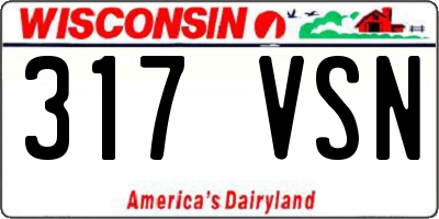 WI license plate 317VSN