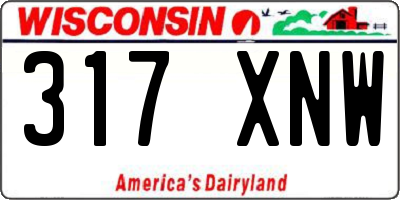WI license plate 317XNW
