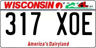 WI license plate 317XOE