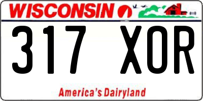 WI license plate 317XOR