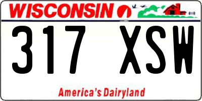 WI license plate 317XSW