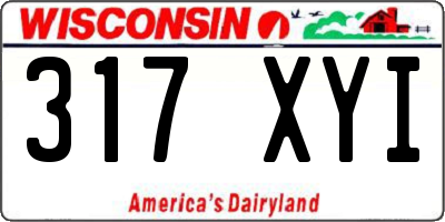 WI license plate 317XYI