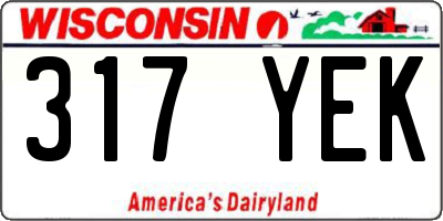 WI license plate 317YEK