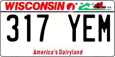 WI license plate 317YEM