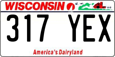 WI license plate 317YEX