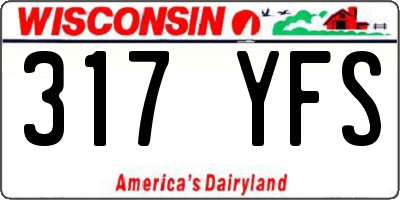 WI license plate 317YFS