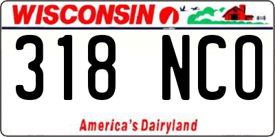 WI license plate 318NCO