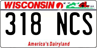 WI license plate 318NCS