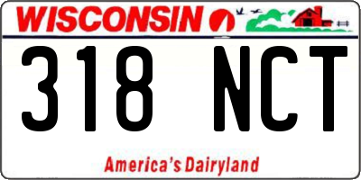 WI license plate 318NCT