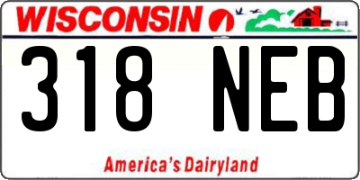 WI license plate 318NEB