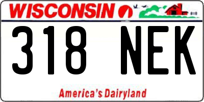 WI license plate 318NEK