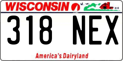WI license plate 318NEX