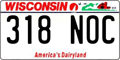 WI license plate 318NOC