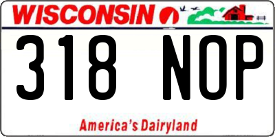 WI license plate 318NOP