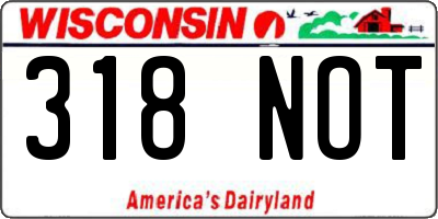 WI license plate 318NOT