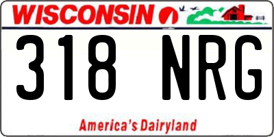 WI license plate 318NRG