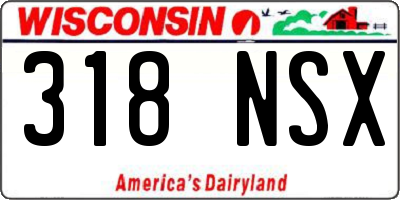 WI license plate 318NSX