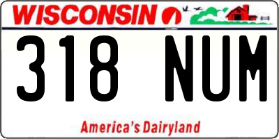 WI license plate 318NUM