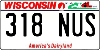 WI license plate 318NUS