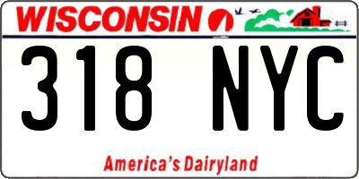 WI license plate 318NYC