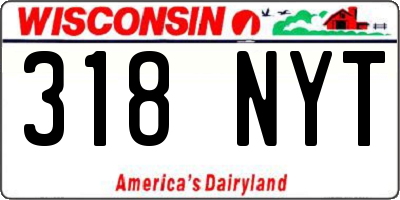 WI license plate 318NYT