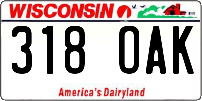 WI license plate 318OAK