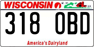WI license plate 318OBD