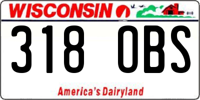 WI license plate 318OBS